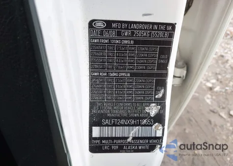 2009 Land Rover Lr2 Hse z USA, uszkodzony, nr VIN SALFT24NX9H119653